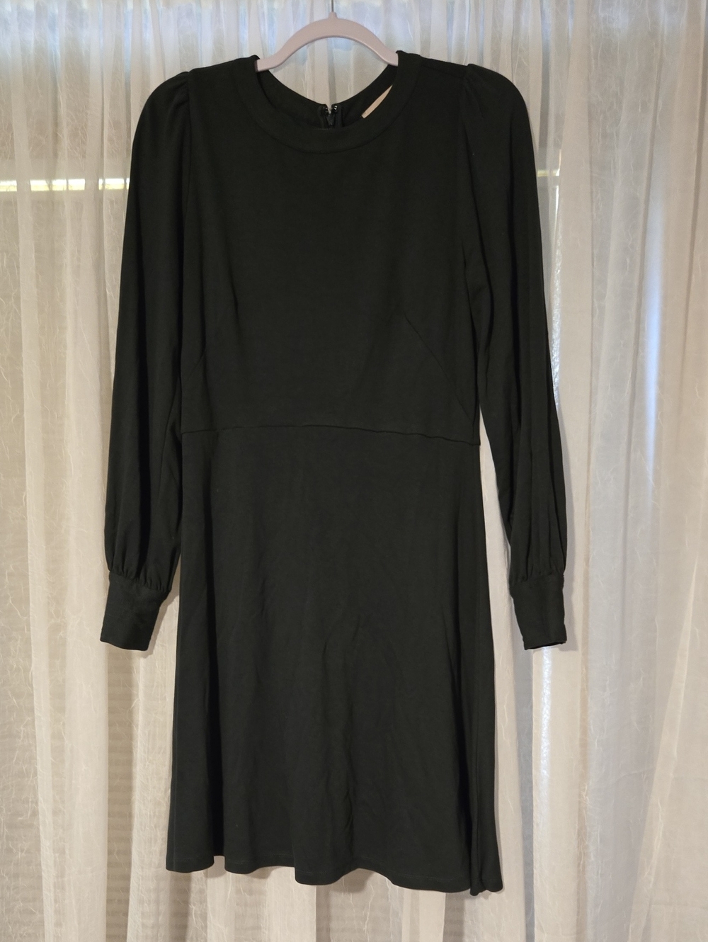 LOFT Black Long-Sleeve A-Line Dress